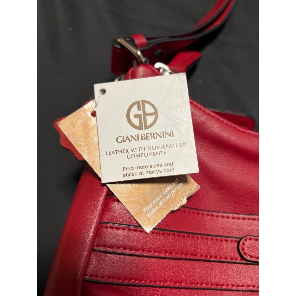 Giani Bernini Red Nappa Leather Hobo Shoulder Bag NWT Adjustable Strap